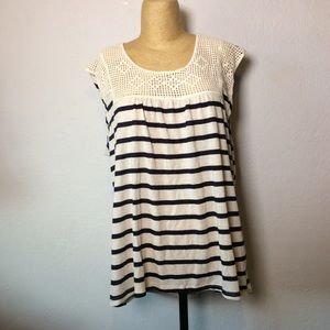 Tempted Hearts Blue/Cream Striped Smock Top NWT